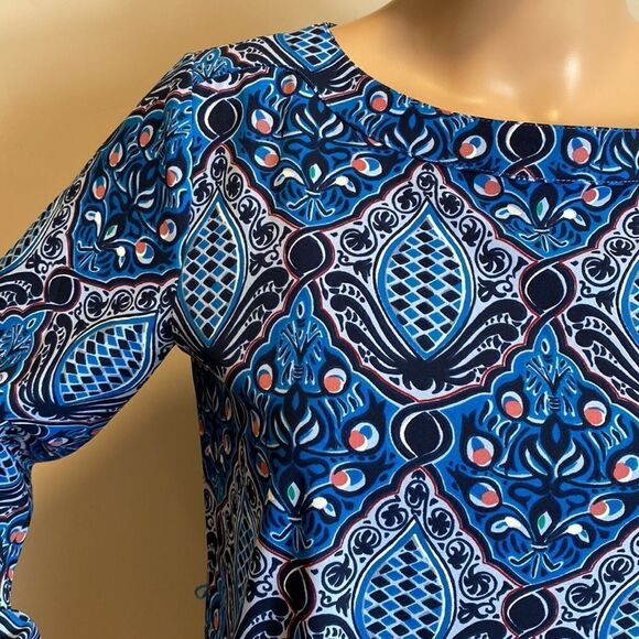 LOFT electric sapphire long sleeve baroque shift dress size XS - Picture 3 of 11